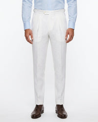 Pleated Linen Trousers, White