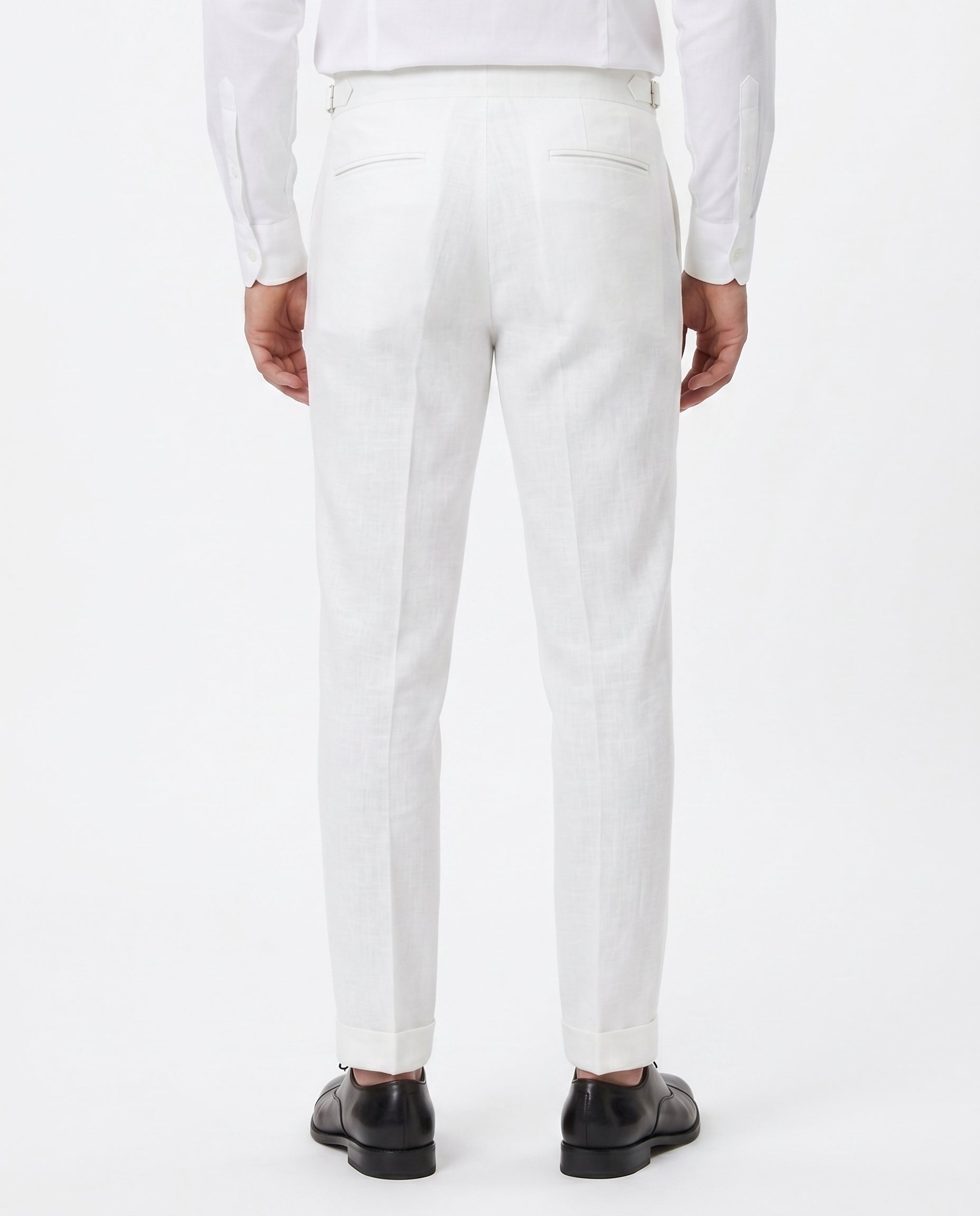 Pleated Linen Trousers, White