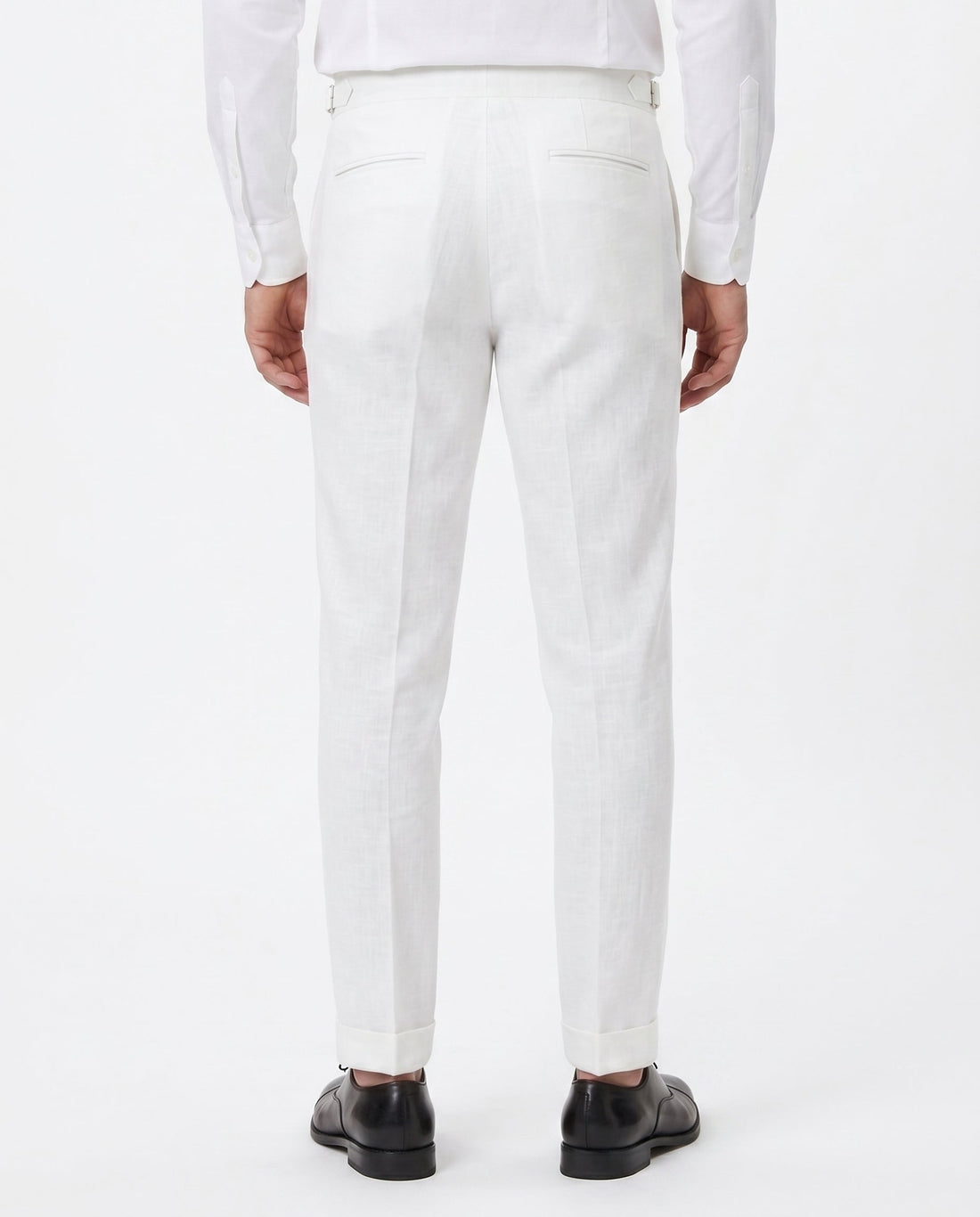 Pleated Linen Trousers, White
