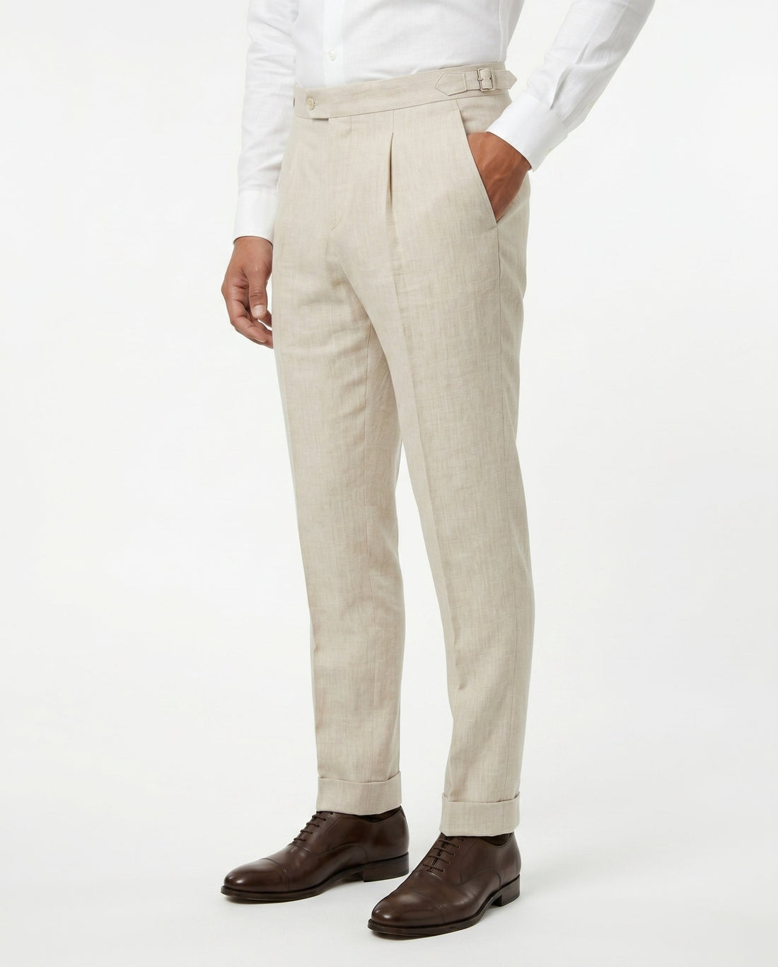Pleated Linen Trousers, Sand