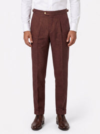 Pleated Linen Trousers, Chocolate