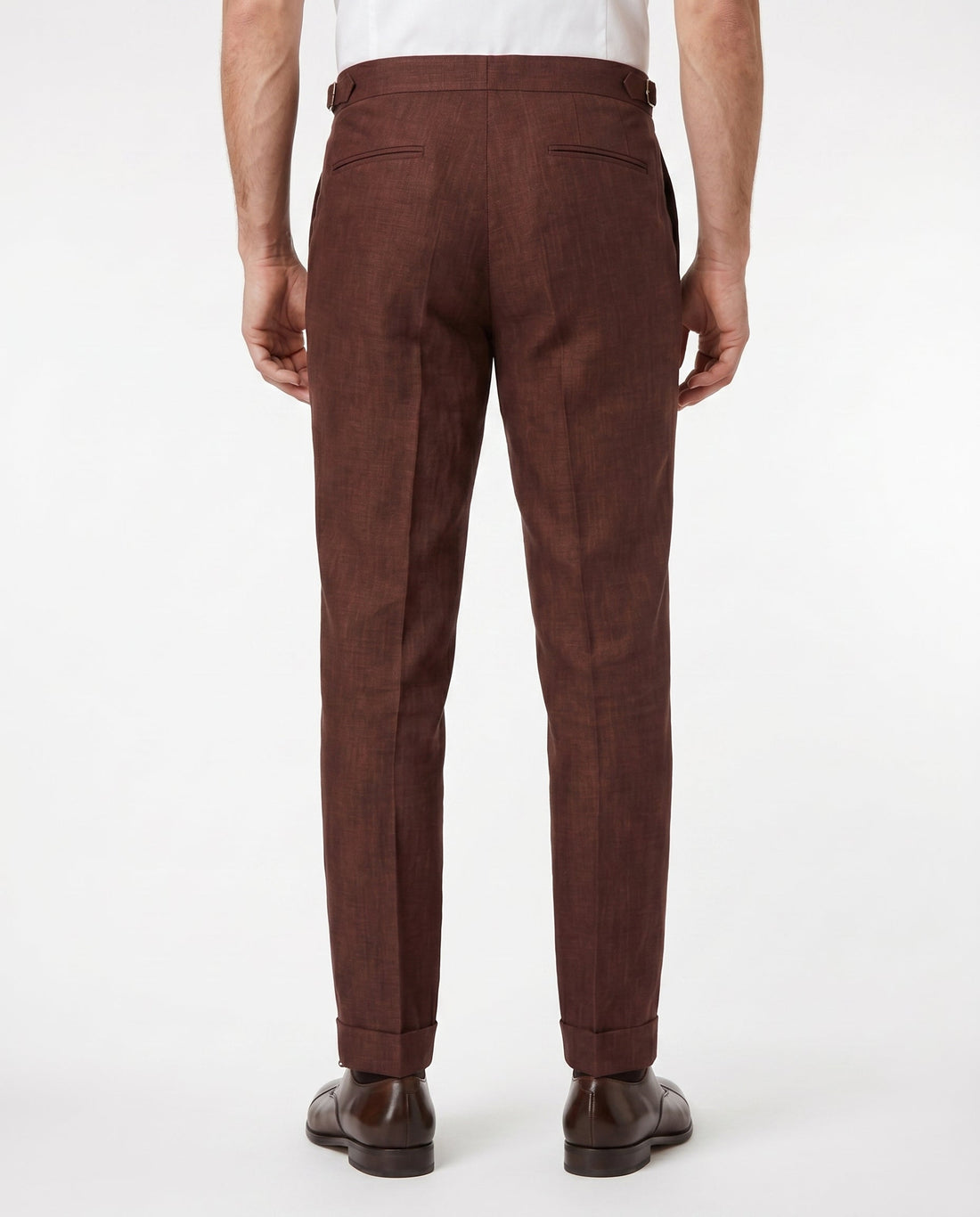 Pleated Linen Trousers, Chocolate