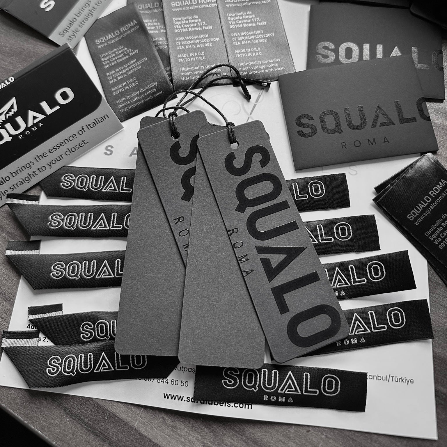 Squalo Roma packaging and labels